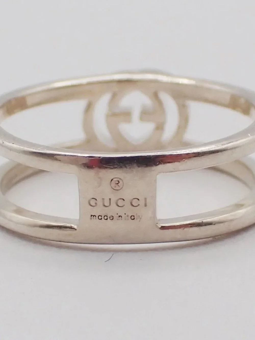 GUCCI Interlocking G Logo Ring Silver 925 Size JP14 US7 Italy Accessory 60KC874 - Picture 5 of 11
